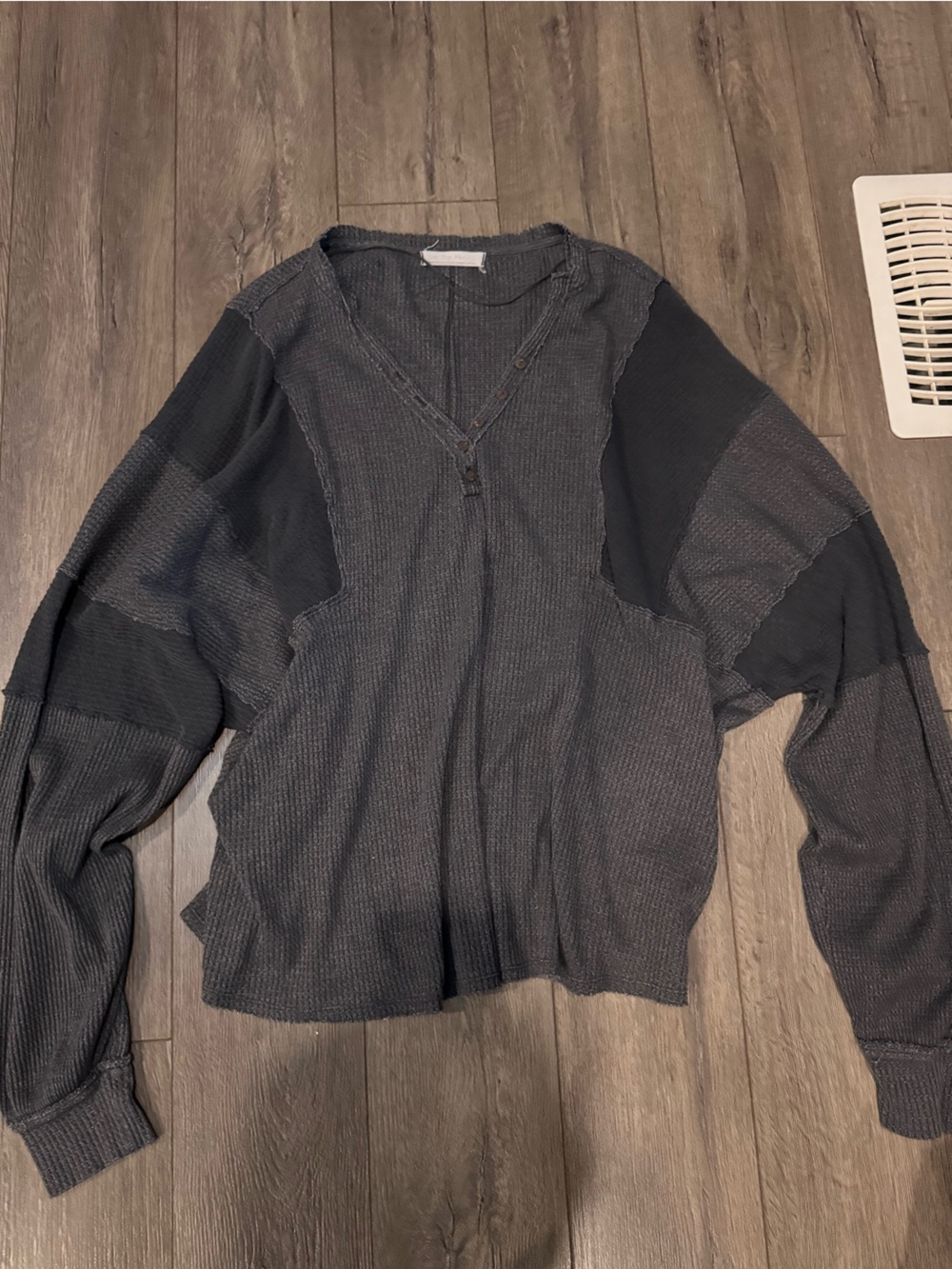 We The Free Charcoal Waffle-Knit Pullover